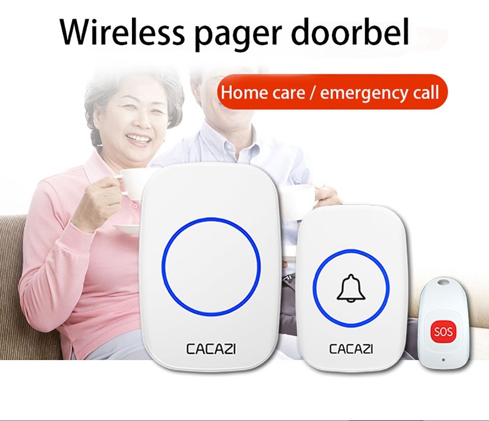 CACAZI-C10-Smart-Home-Wireless-Pager-Doorbell-Old-Man-Emergency-Alarm-80m-Remote-Call-Bell-1-Button--1607157