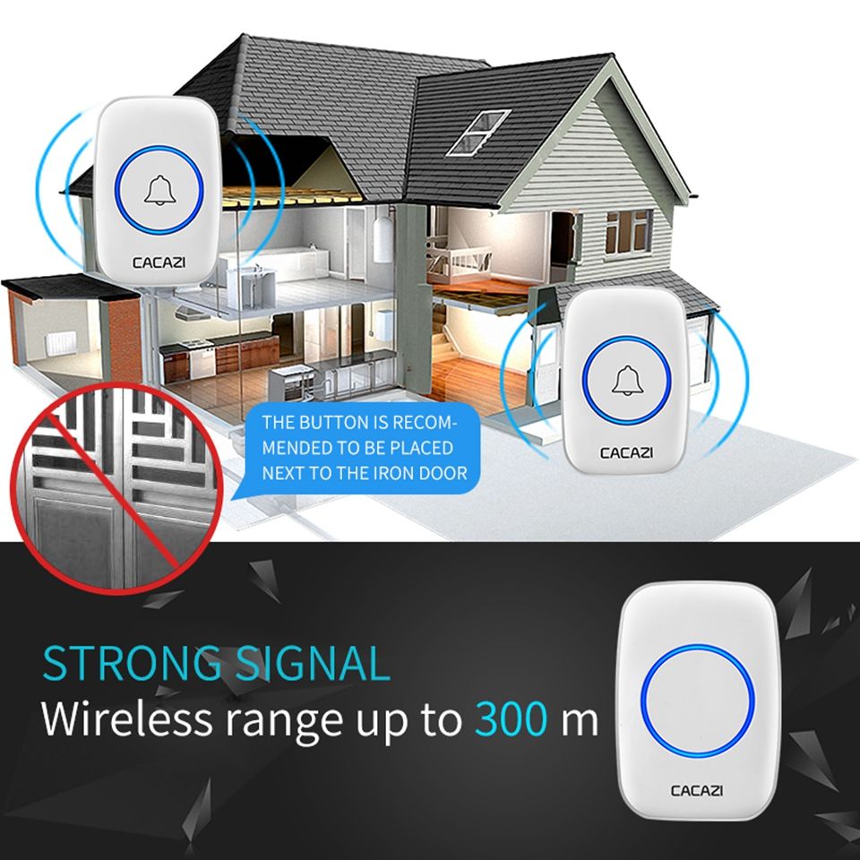 CACAZI-C10-Smart-Home-Wireless-Pager-Doorbell-Old-Man-Emergency-Alarm-80m-Remote-Call-Bell-1-Button--1607157