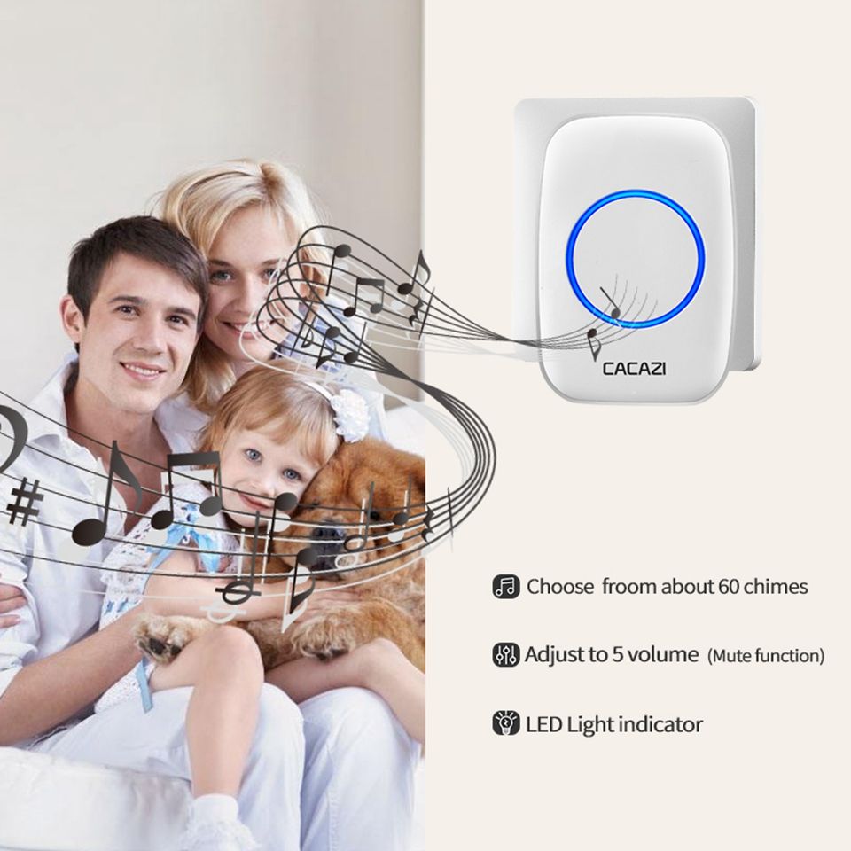 CACAZI-C10-Smart-Home-Wireless-Pager-Doorbell-Old-Man-Emergency-Alarm-80m-Remote-Call-Bell-1-Button--1607157