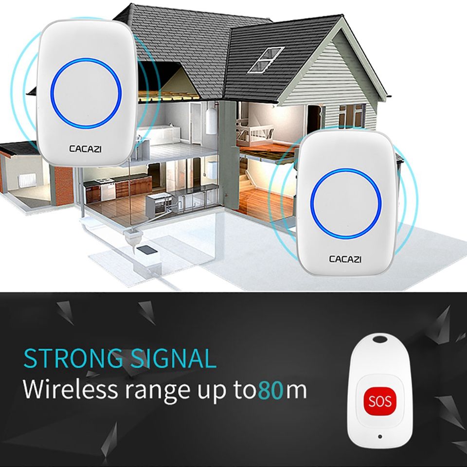 CACAZI-C10-Smart-Home-Wireless-Pager-Doorbell-Old-Man-Emergency-Alarm-80m-Remote-Call-Bell-1-Button--1607157