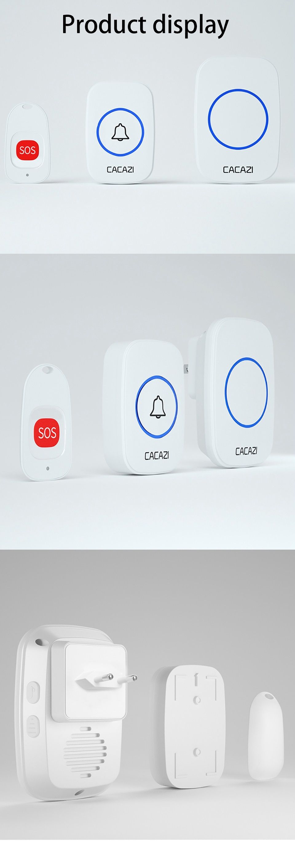 CACAZI-C10-Smart-Home-Wireless-Pager-Doorbell-Old-Man-Emergency-Alarm-80m-Remote-Call-Bell-1-Button--1607157