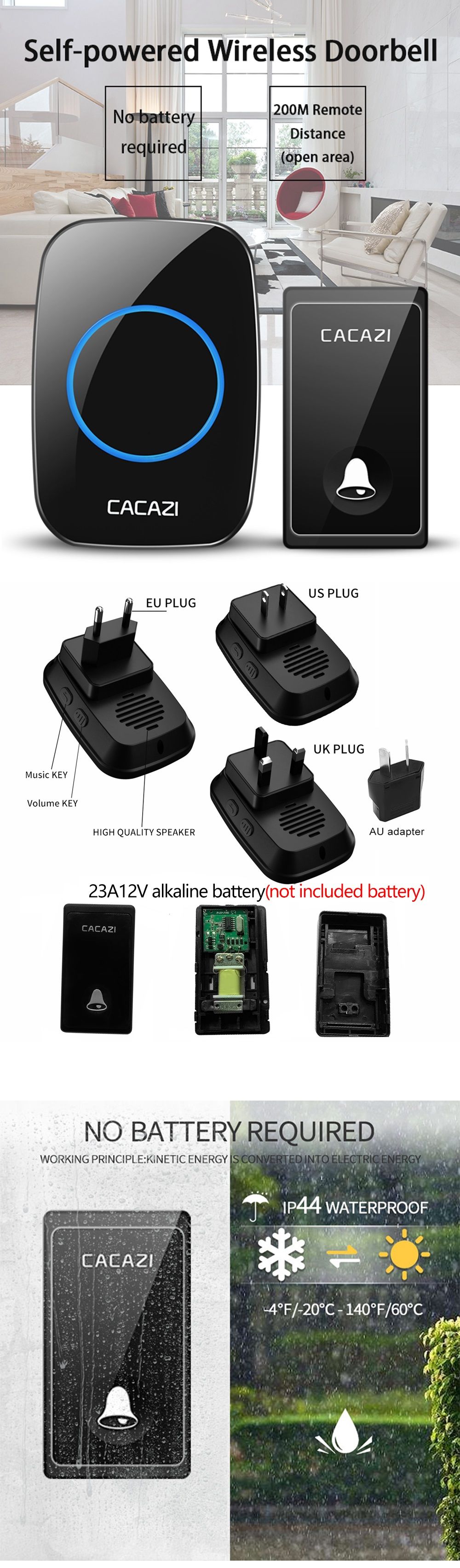 CACAZI-FA60-Wireless-Doorbell-Self-powered-Waterproof-Intelligent-Home-Door-Ring-Bell-3Pcs-Receivers-1618326