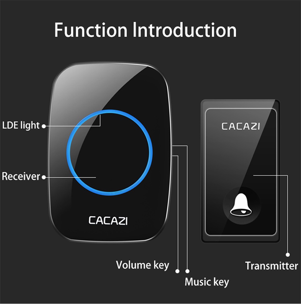 CACAZI-FA60-Wireless-Doorbell-Self-powered-Waterproof-Intelligent-Home-Door-Ring-Bell-Receiver-Trans-1618328