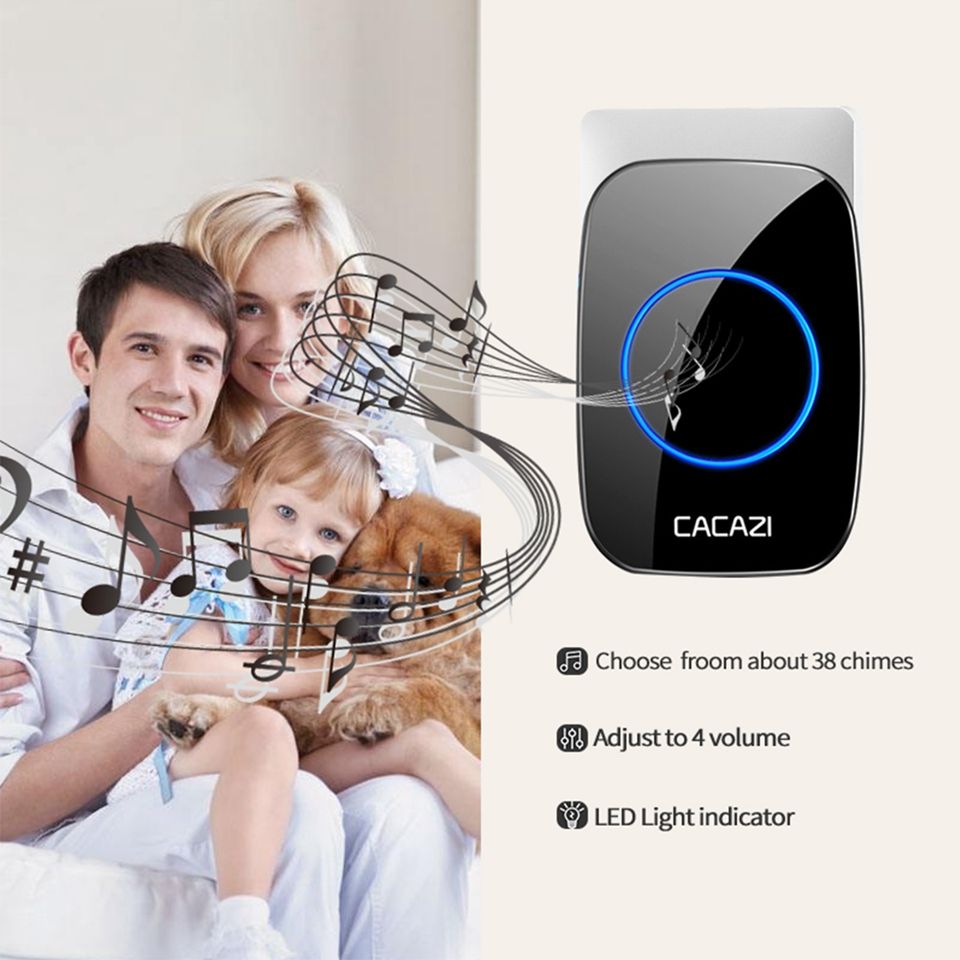CACAZI-FA60-Wireless-Doorbell-Self-powered-Waterproof-Intelligent-Home-Door-Ring-Bell-Receiver-Trans-1618328