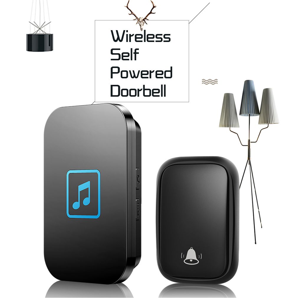 CACAZI-FA86-Self-powered-Waterproof-Wireless-Doorbell-1-Transmitter-2-Receiver-No-Battery-Required-B-1605319