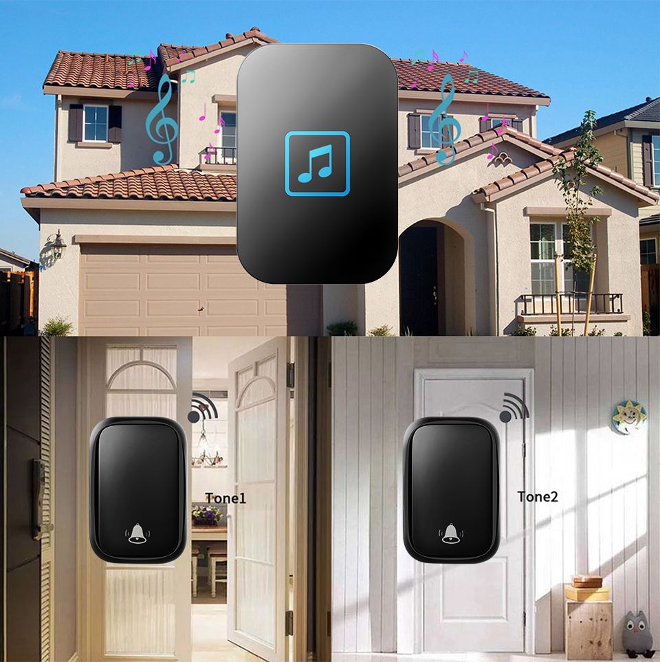 CACAZI-FA86-Self-powered-Waterproof-Wireless-Doorbell-1-Transmitter-2-Receiver-No-Battery-Required-B-1605319