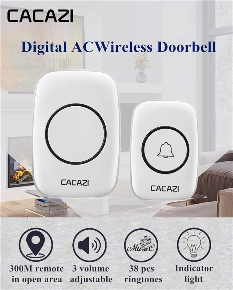 CACAZI-LED-Smart-Doorbell-Waterproof-300M-Remote-Mini-Wireless-Door-Bell-38-Chimes-20-85dB-Door-Ring-1241034