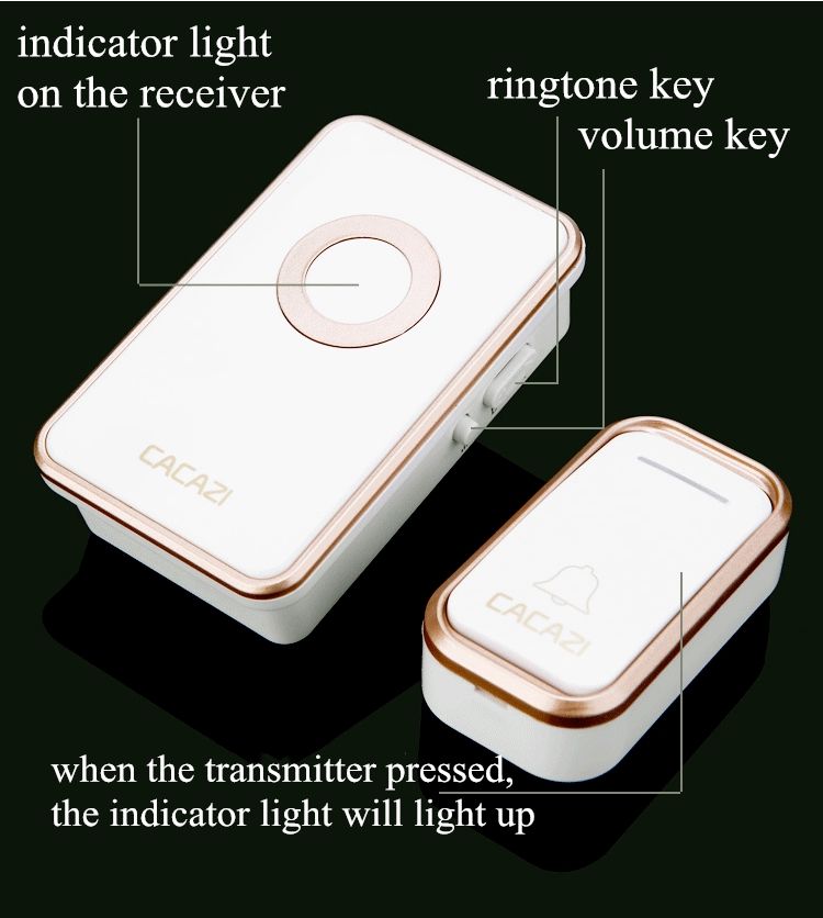 CACAZI-Wireless-Doorbell-300M-Waterproof-Door-Bell-AC-110-220V-80dB-1-Emitter-1-Receiver-No-Battery-1240979