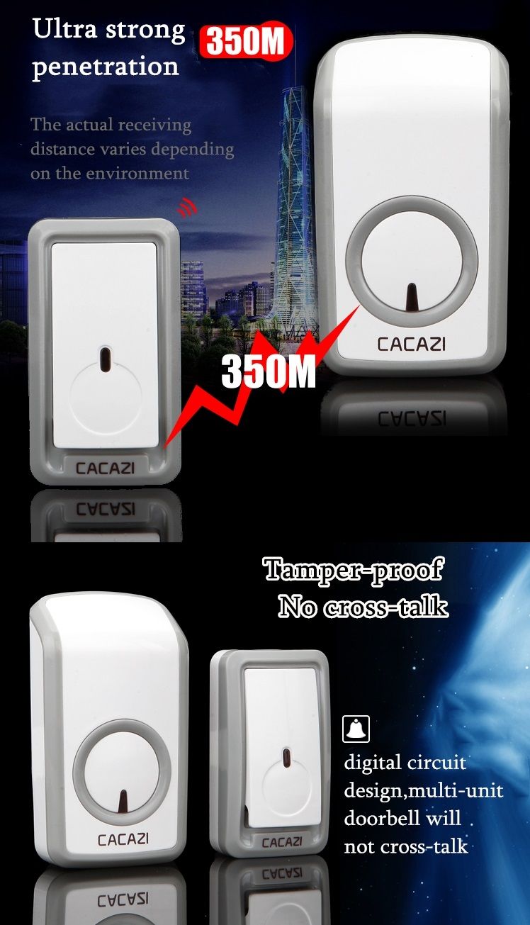 CACAZI-Wireless-Doorbell-AC-110-220V-Ultra-Long-Distance-350M-Remote-Door-Bell-48-Chimes-6-Volume-1241035