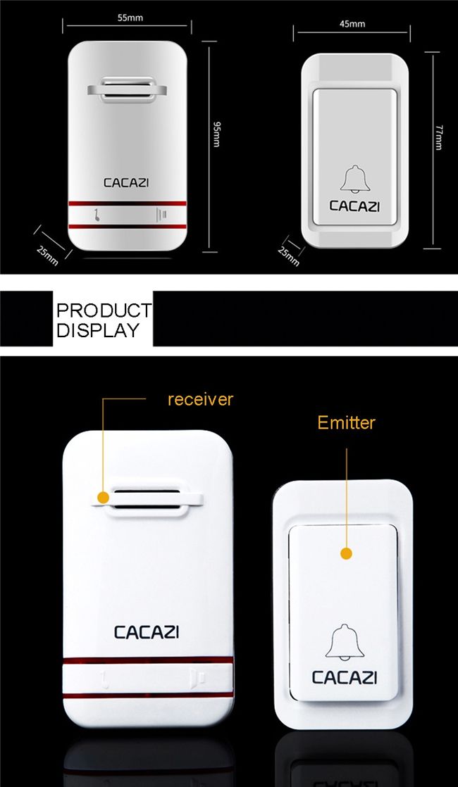 CACAZI-Wireless-Doorbell-No-Battery-Need-Waterproof-Doorbell-Cordless-Remote-AC-110V-220V-EU-US-Plug-1176691