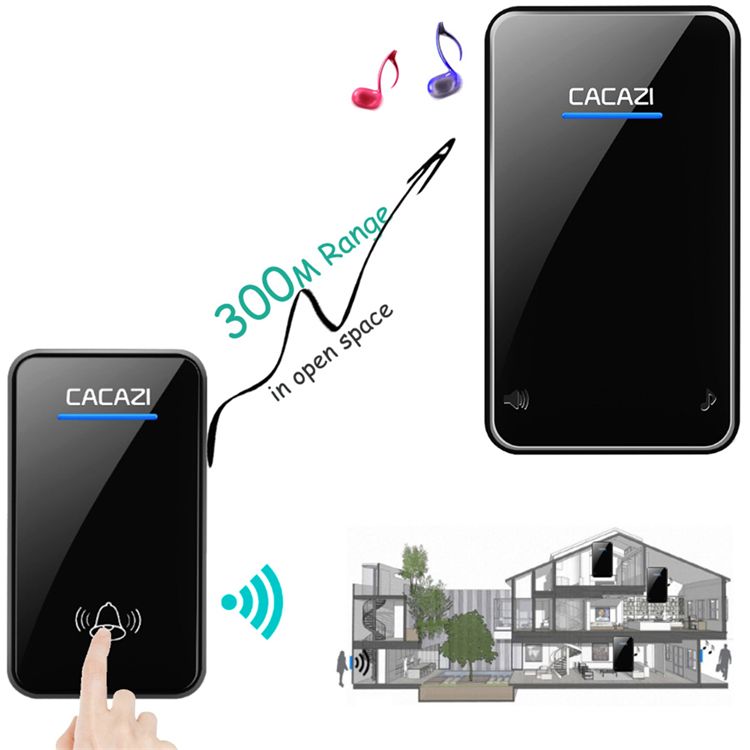 CACAZI-Wireless-Doorbell-Waterproof-DC-12V-300M-Remote-Door-Bell-Chime-Ring-110dB-1-Button-Receiver-1177764