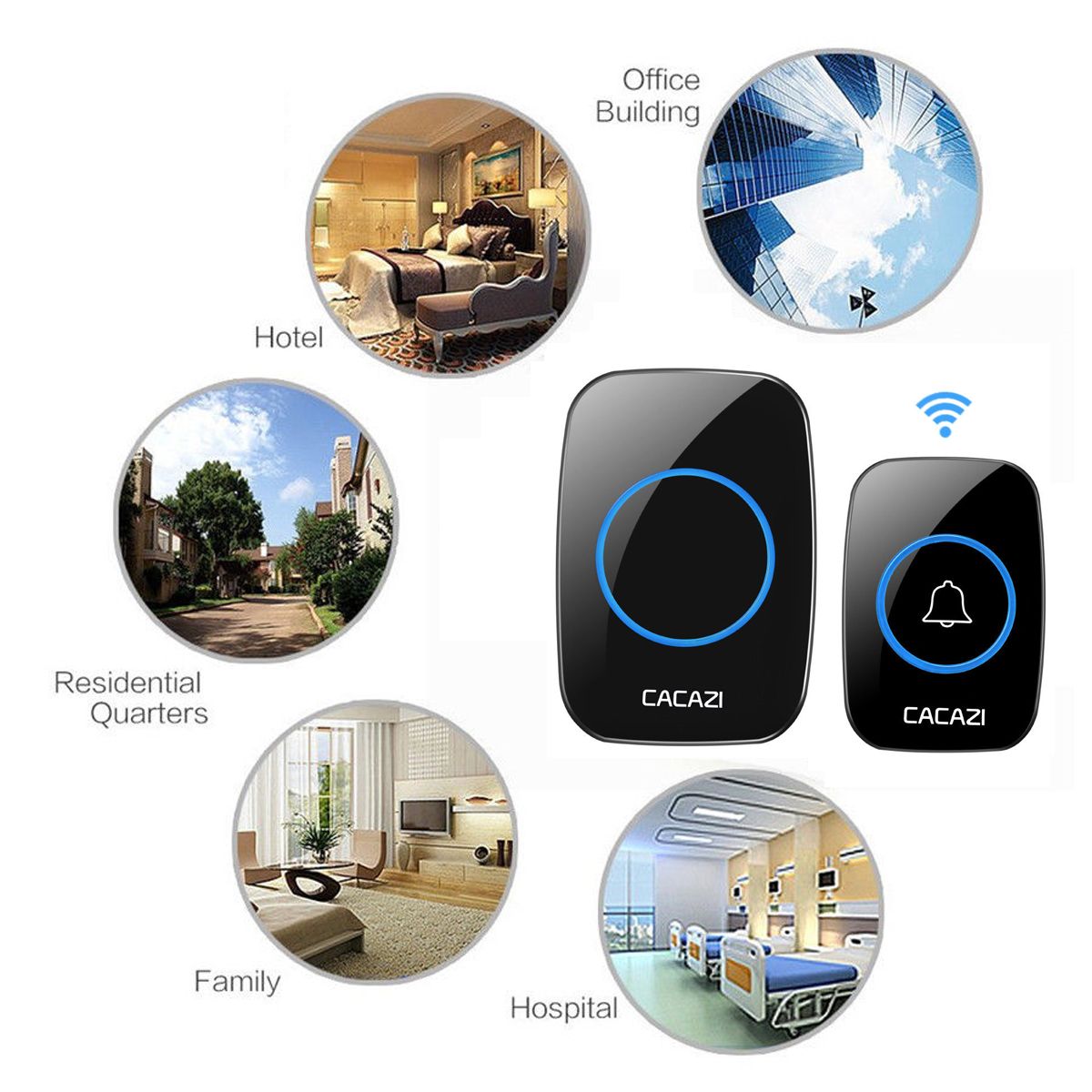 Home-Wireless-Doorbell-Waterproof-Remote-300M-Distance-1-Transmitter-2-Receiver-1262780