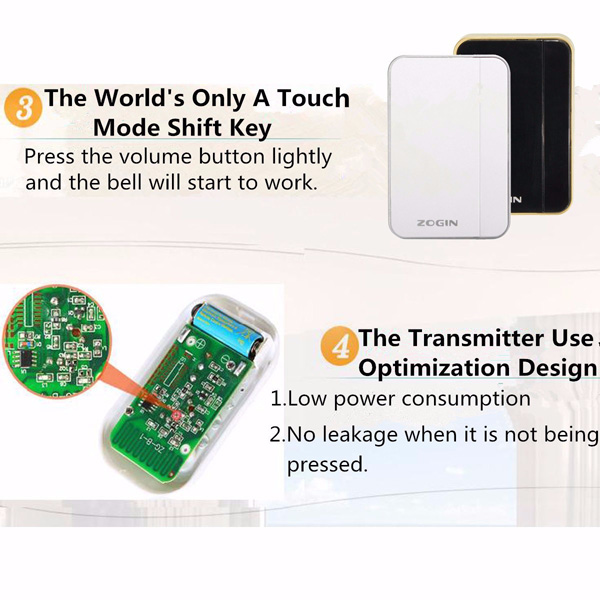 Melody-Wireless-Cordless-Digital-Chime-DoorBell-American-Plug-120M-Range-1040617