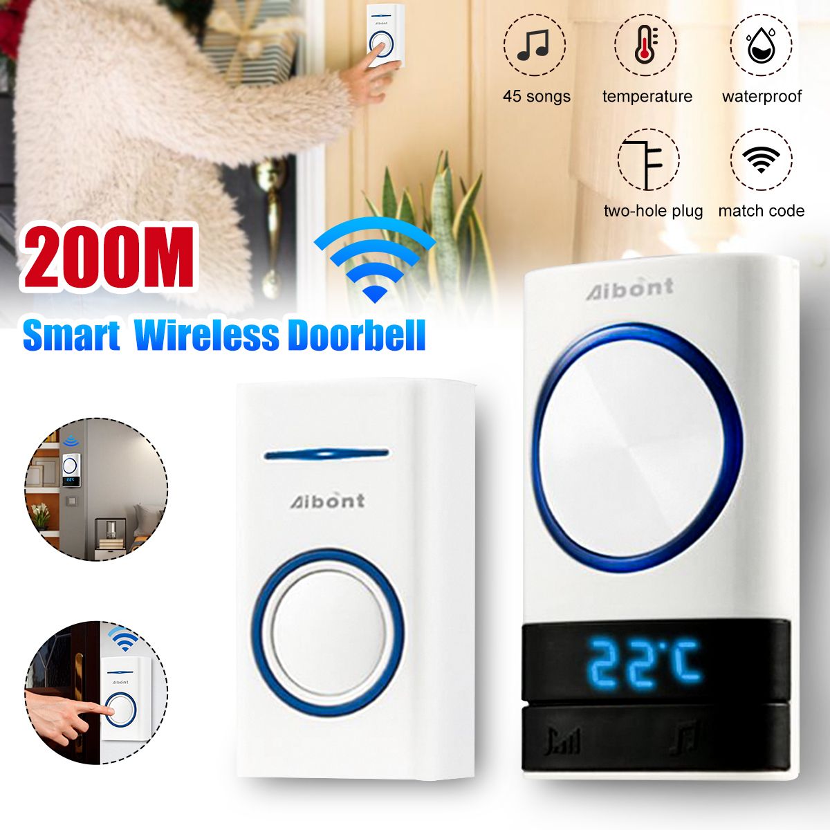 Smart-Wireless-Doorbell-45-Songs-Polyphonic-Ringtones-200m-Transmission-Door-Bell-1733573