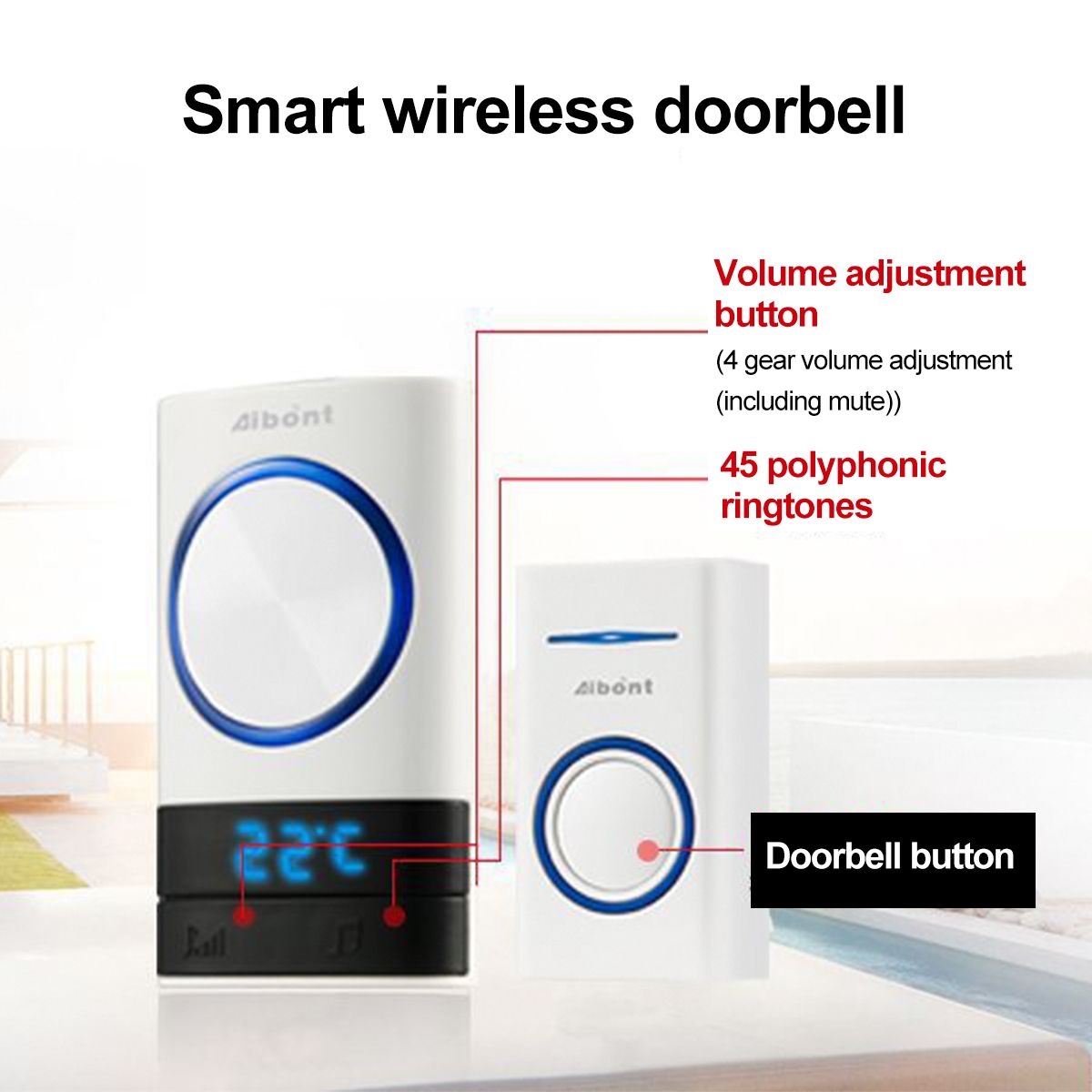 Smart-Wireless-Doorbell-45-Songs-Polyphonic-Ringtones-200m-Transmission-Door-Bell-1733573