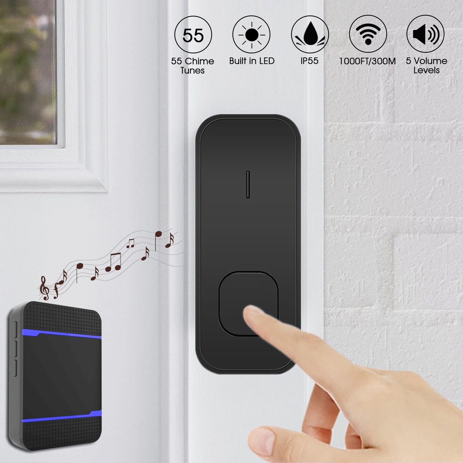 Waterproof-LED-55-Songs-Chime-Wireless-Doorbell-Receiver--Transmitter-1244012