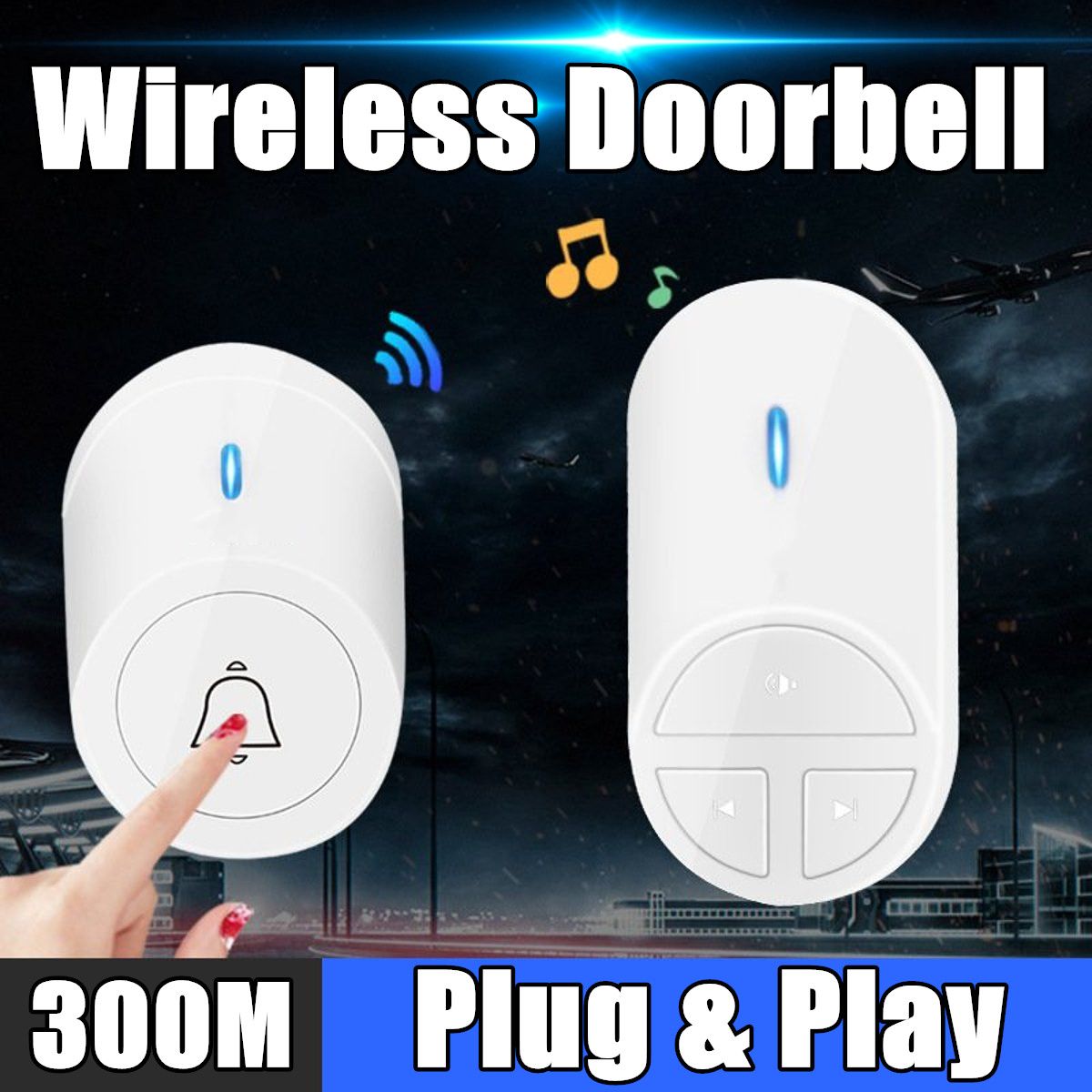 Wireless-Doorbell-Plug--Play-Door-Bell-Kit-Plug-in-Receiver-300M-1742768