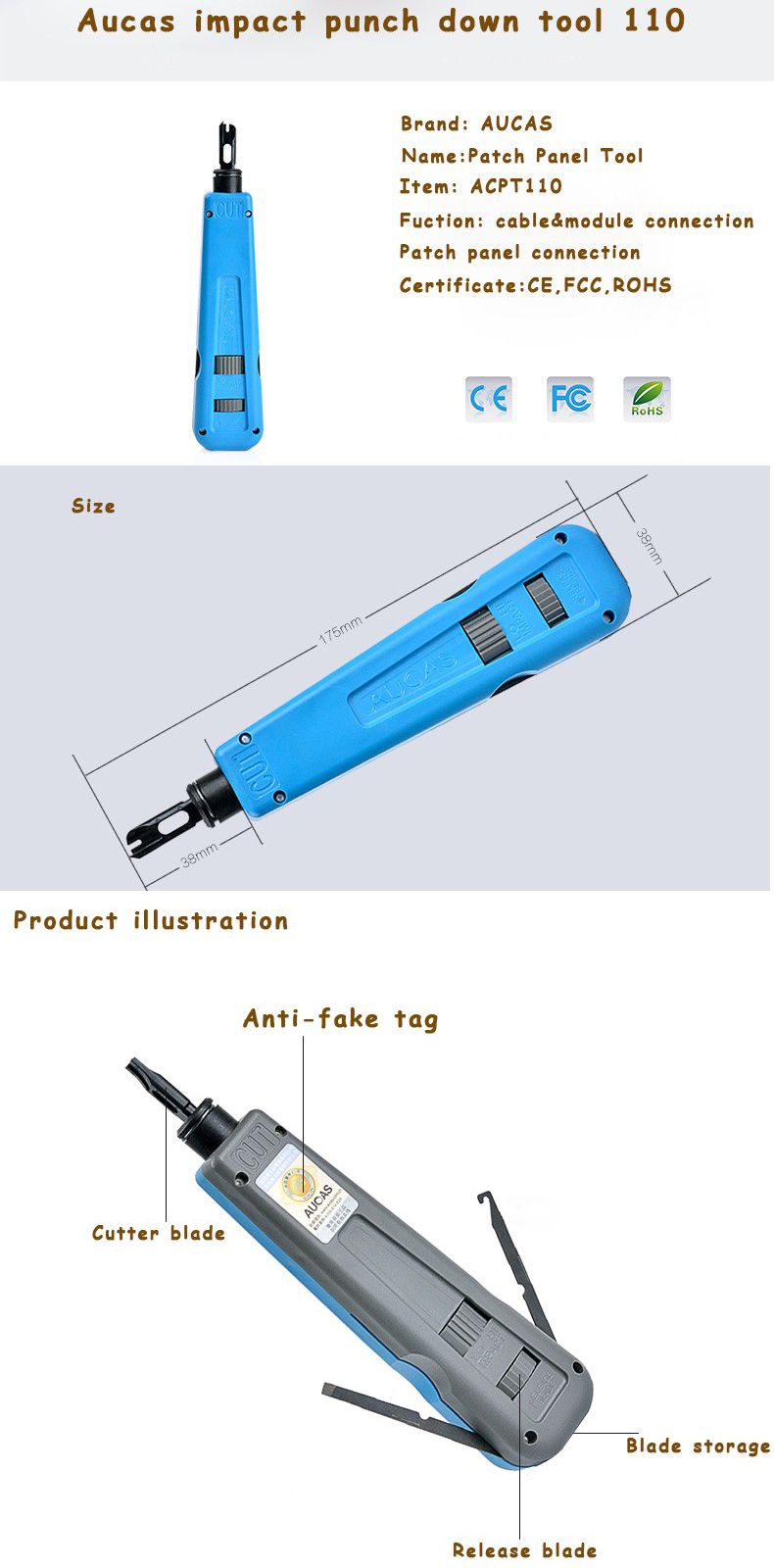 Aucas-Network-Cable-Impact-Krone-Tool-Module-Block-Insertion-Punch-Down-Tool-110-Type-Patch-Panel-Ho-1189571