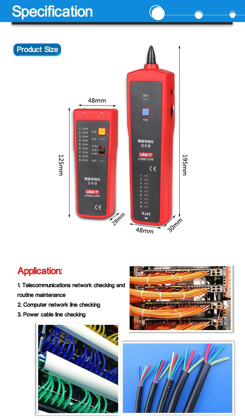 UNI-T-UT682-RJ11-RJ45--Wire-Tracker-Line-Finder-Telephone-Wire-tracker-Network-Cable-Tracer-Tester-1107040