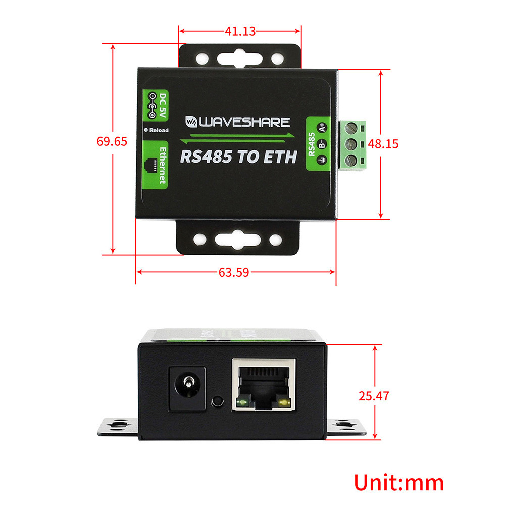 Wavesharereg-Two-way-Transparent-Transmission-Serial-Server-RS485-to-Ethernet-Module-RJ45-Network-Po-1697682