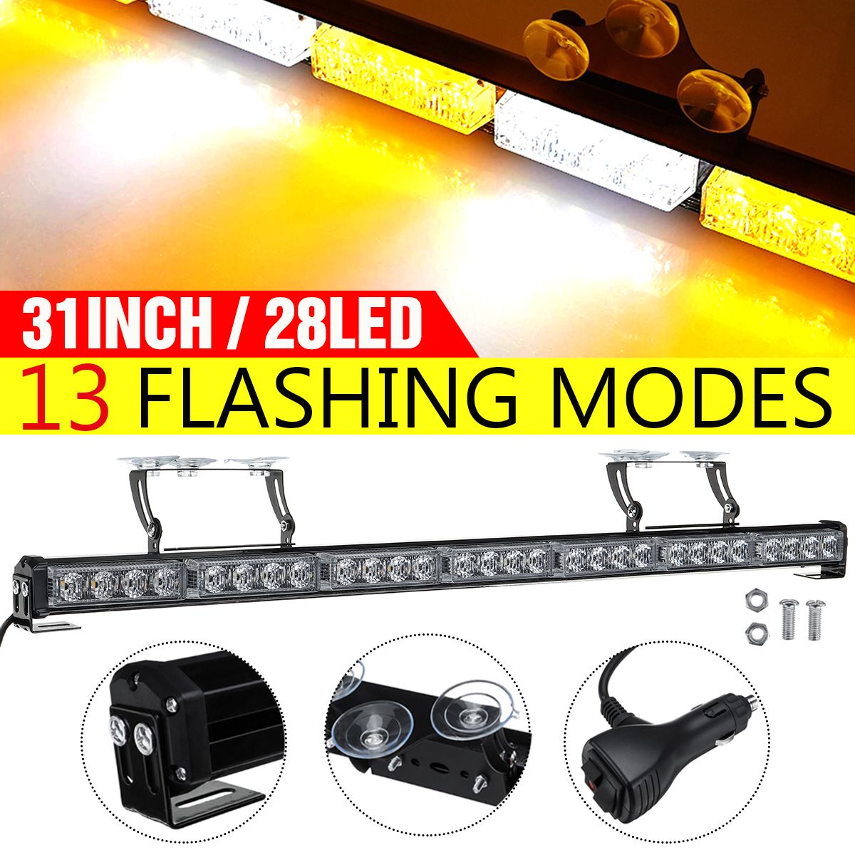 31quot-28-LED-Car-Roof-Windshield-Emergency-Hazard-Warning-Flash-Strobe-Lights-Bar-with-Suction-Cup--1656269
