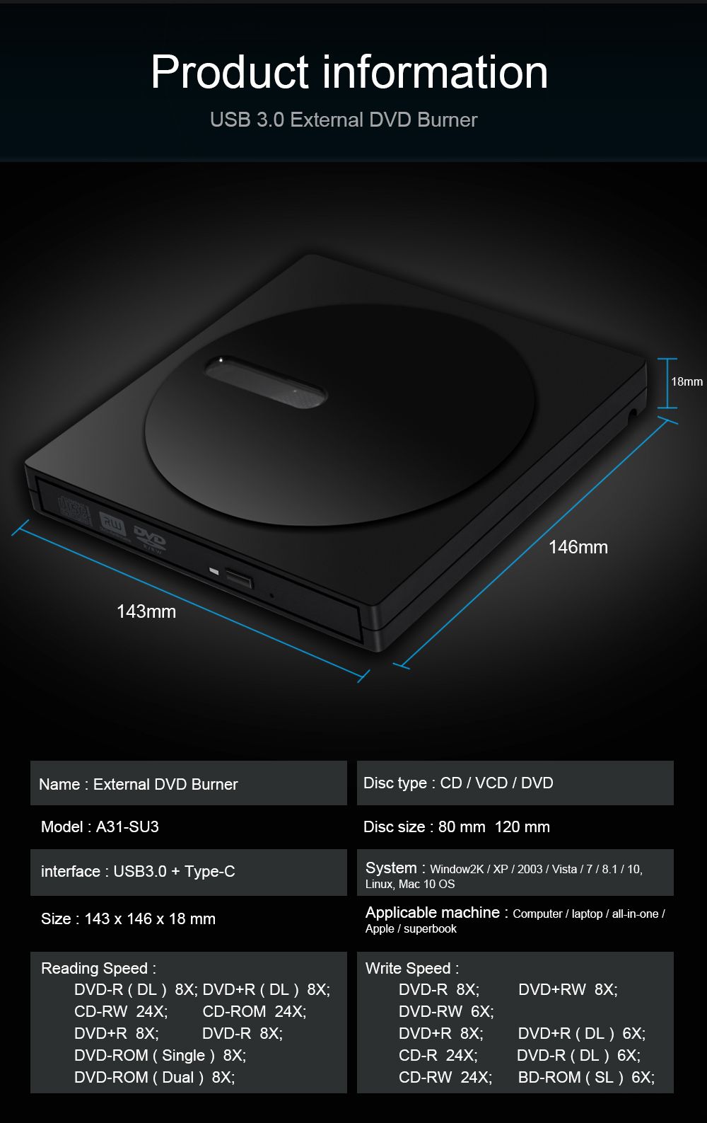 Deepfox-Type-C-USB30-External-CD-DVD-RW-Optical-Drive-DVD-Burner-DVD-Writer-Super-Drive-For-Laptop-N-1710611