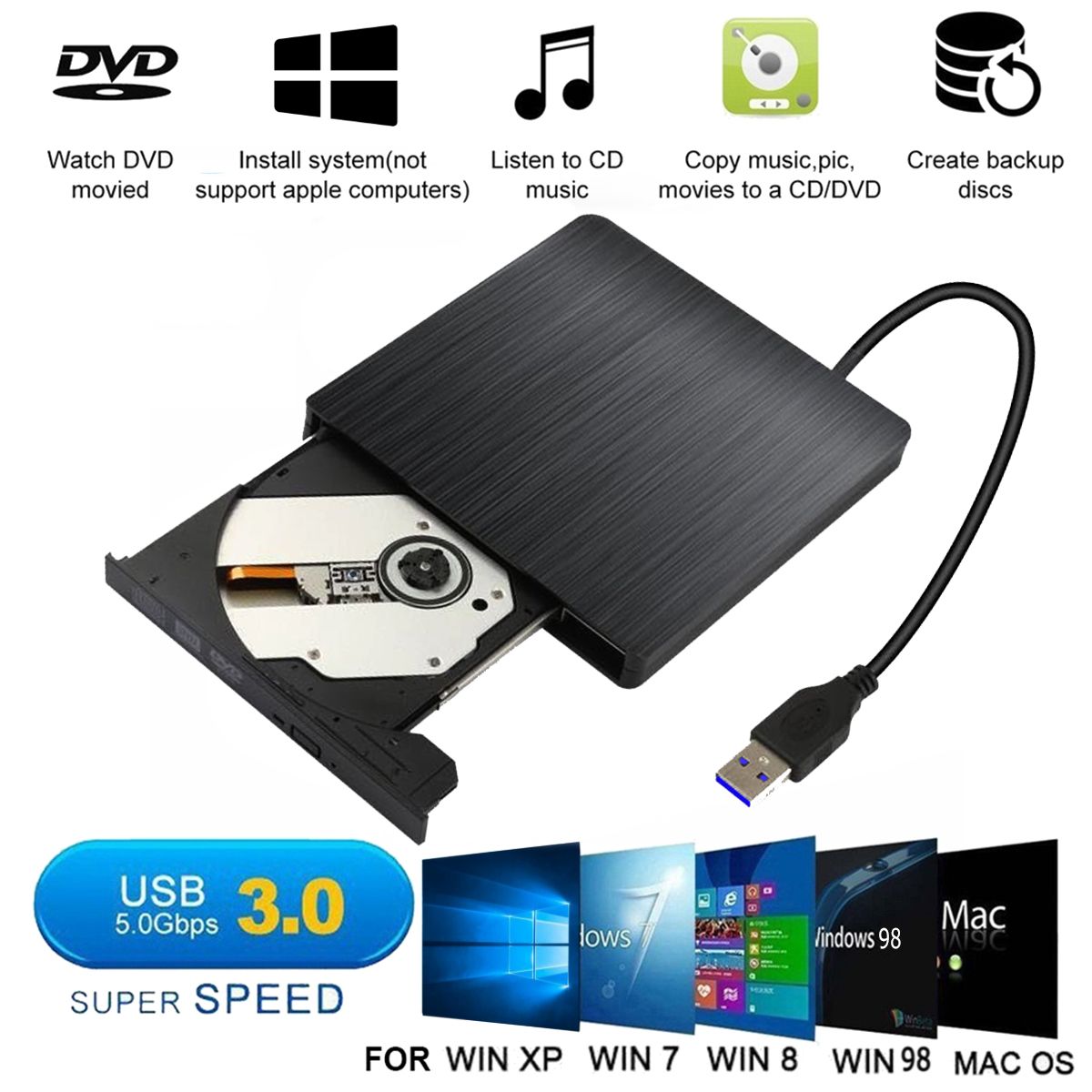 Optical-Drive-Type-C-USB-30-Flat-Brushed-External-DVD-Burner-for-PC-Laptop-1688483