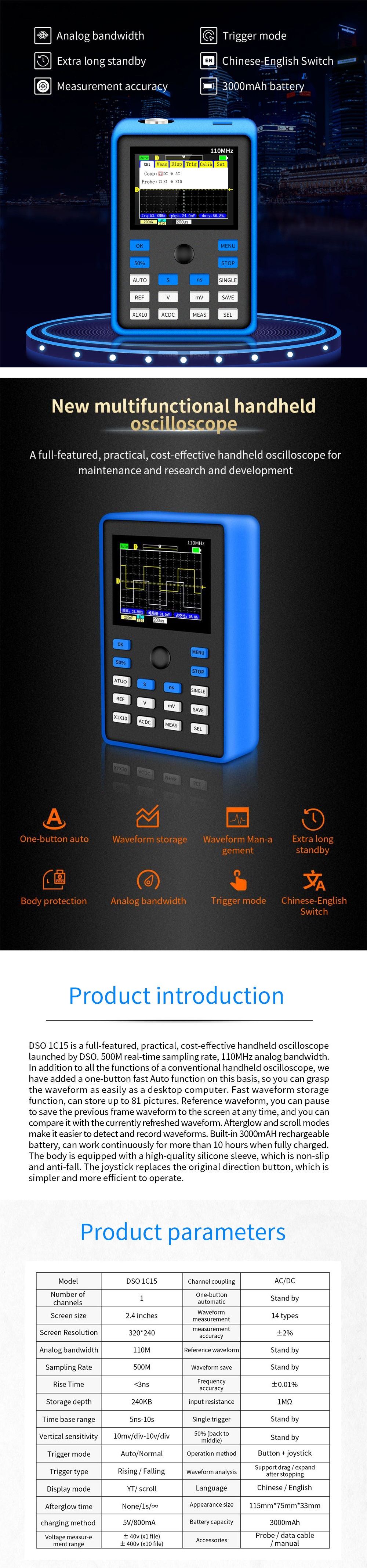 DSO1C15-Digital-Oscilloscope-500MSs-Sampling-Rate-110MHz-Analog-Bandwidth-Support-Waveform-Storage-W-1634767