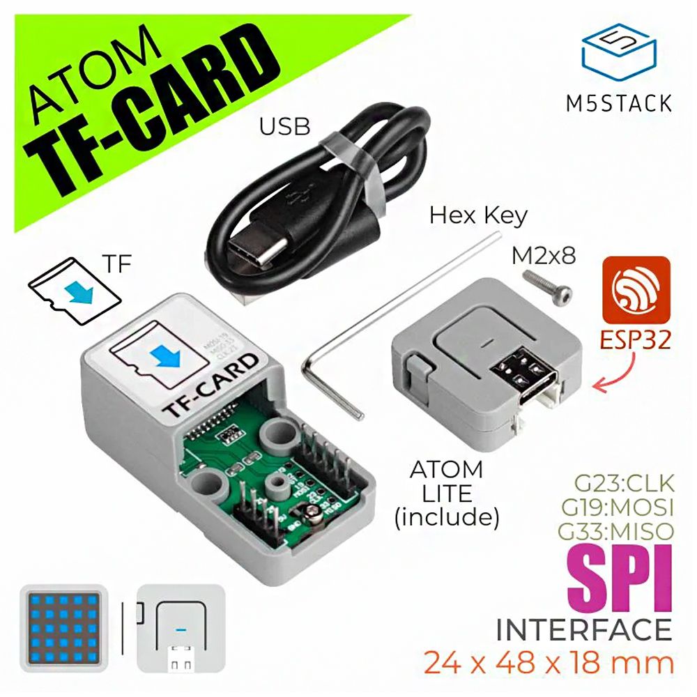 M5Stackreg-ATOM-TF-Card-Kit-TF-card-Reader-Data-Saving-File-Reading-Writing-Self-Elastic-Slot-1728132