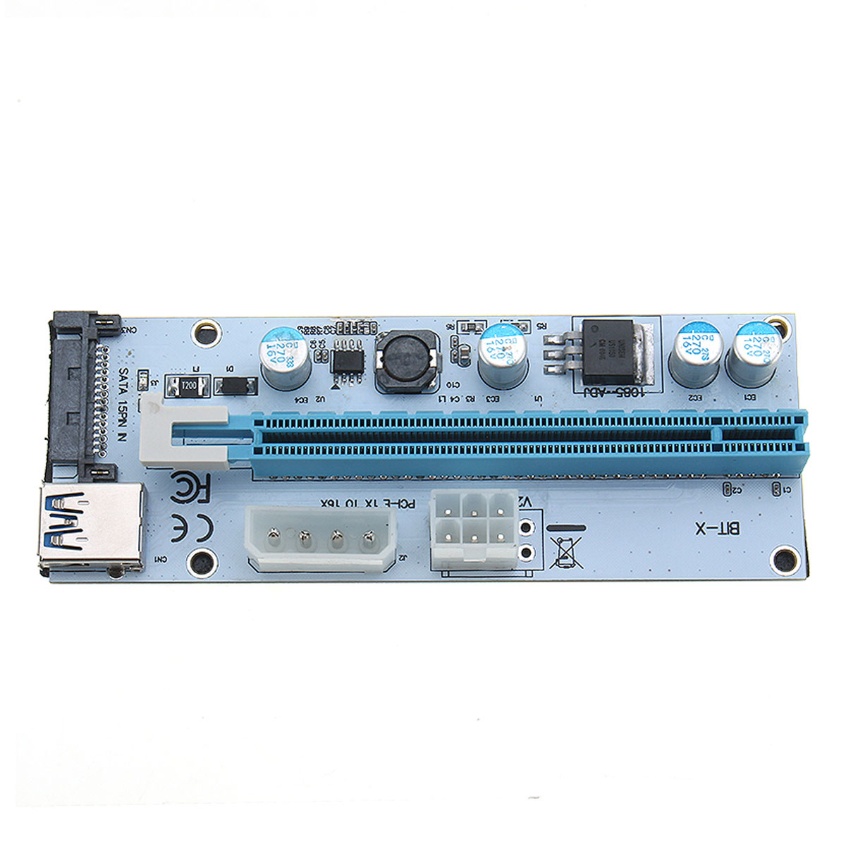 USB30-PCI-E-1x-To-16x-SATA-4P6P-Extender-Riser-Card-Adapter-Power-Cable-Miner-1206818