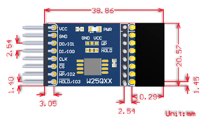 Wavesharereg-W25Q128FV-Flash-Module-DataFlash-Storage-Memory-Board-Quad-SPI-Interface-1701699