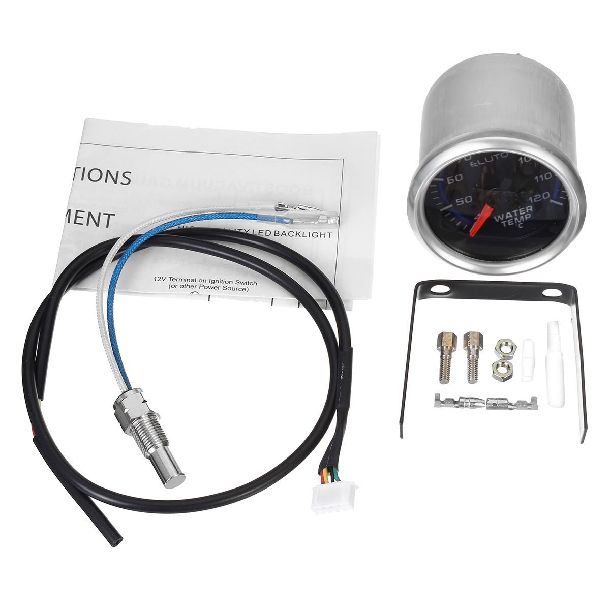 2quot-52mm-40-120degC-Water-Temperature-Gauge-Blue-LED-Black-Face-Car-Meter--Sensor-1743419