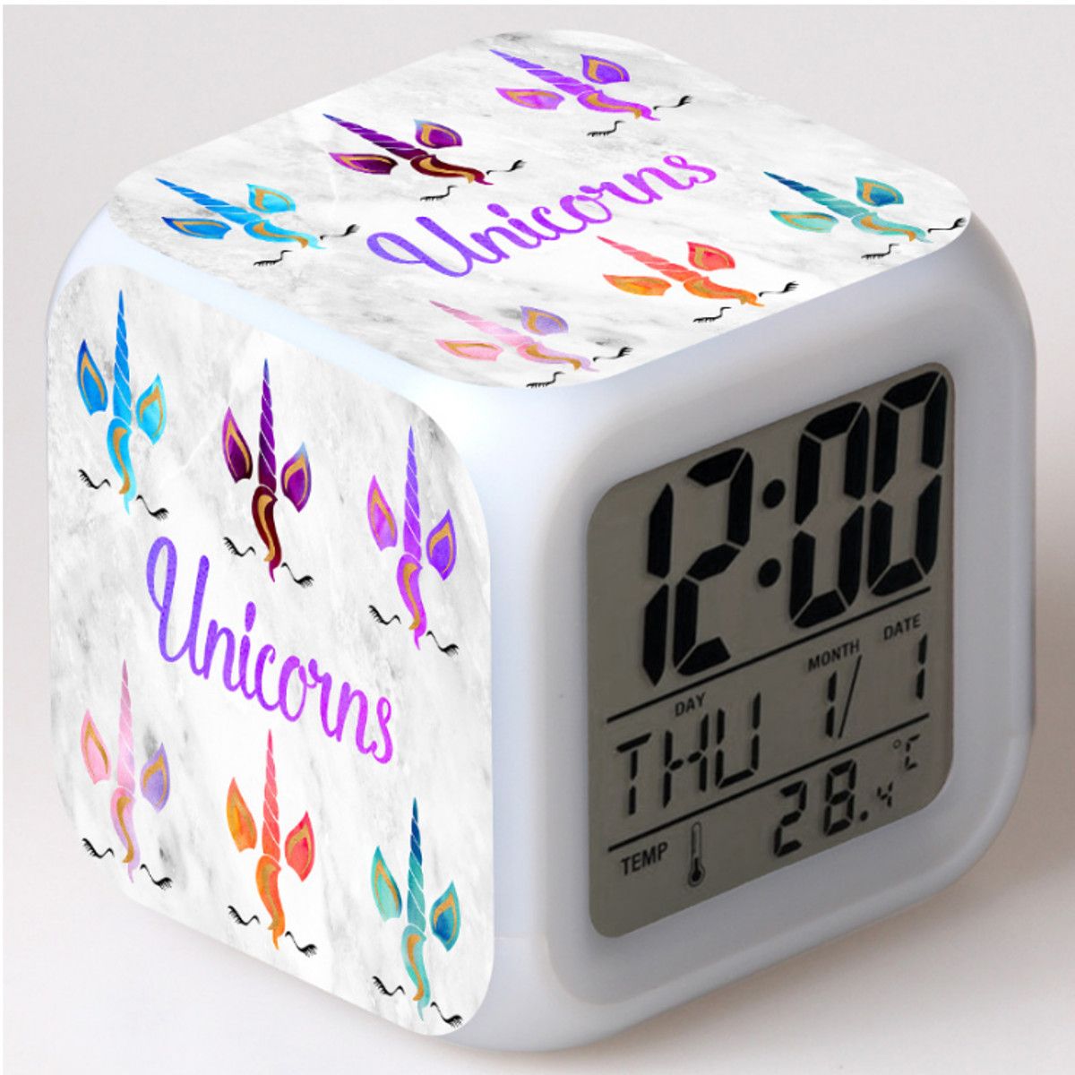 7-Colors-Changing-Unicorn-LED-Digital-Alarm-Clock-Thermometer-Date-Time-1631833