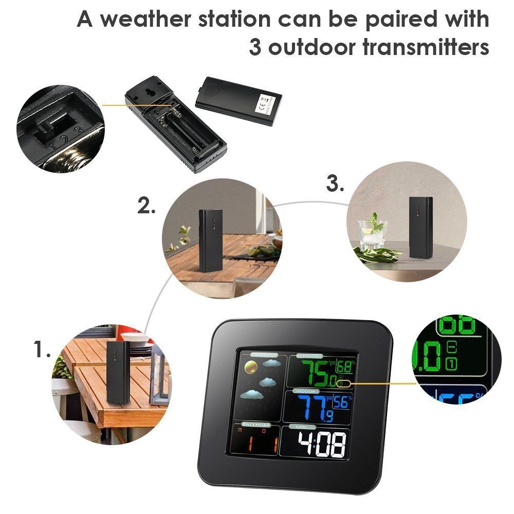 TS-75-LCD-Digital-InOutdoor-Temperature-Humidity-Barometer-Wireless-Weather-Station-Color-Snooze-Ala-1443041