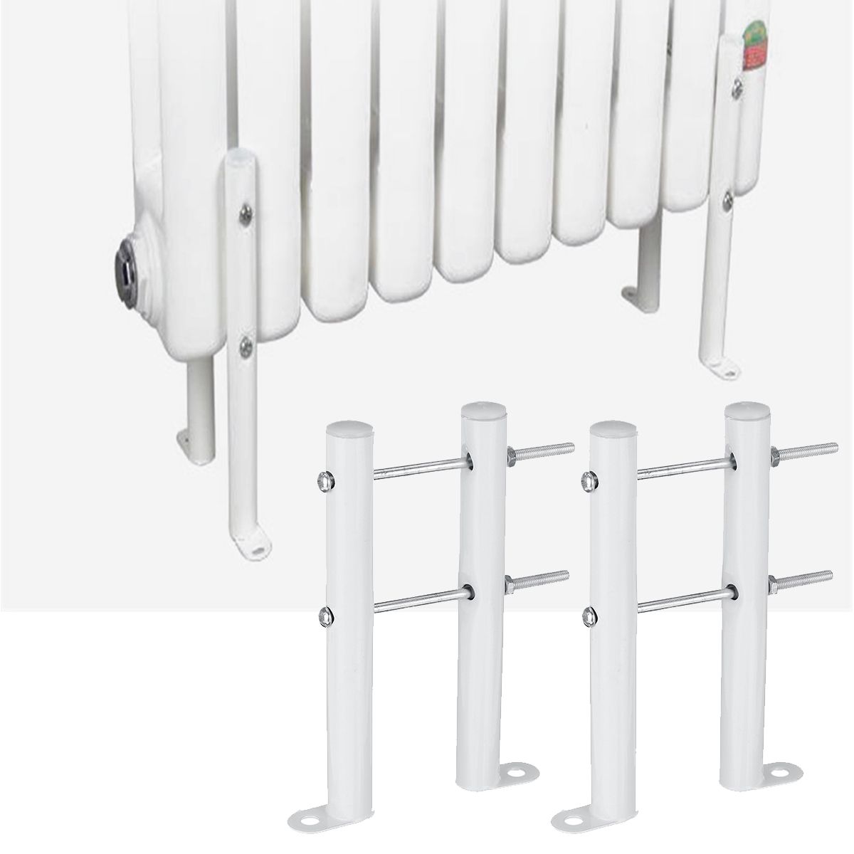 Universal-Column-Radiator-Brackets-White-Steel-Feet-Leg-Support-15CM-From-The-Ground-1628419