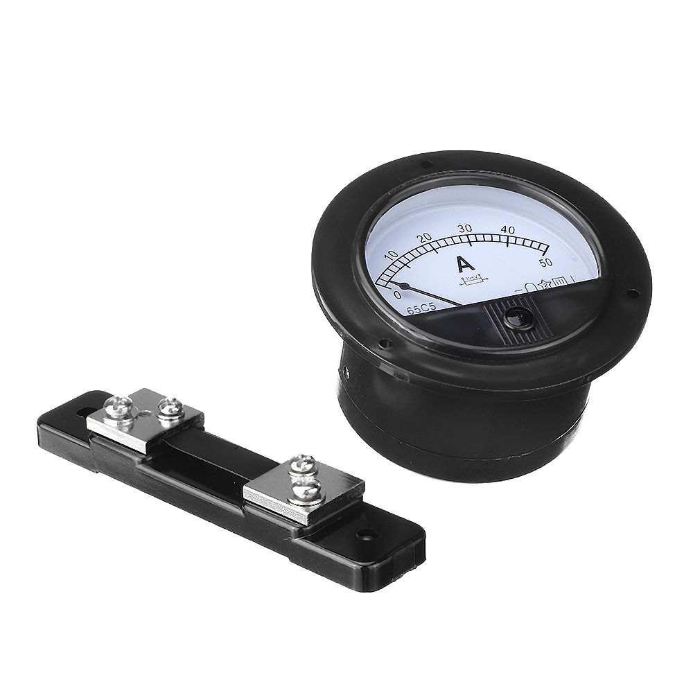 62C2-Round-Analog-Amp-Panel-Meter-Current-Ammeter-DC-0-50A-With-Shunt-1538437