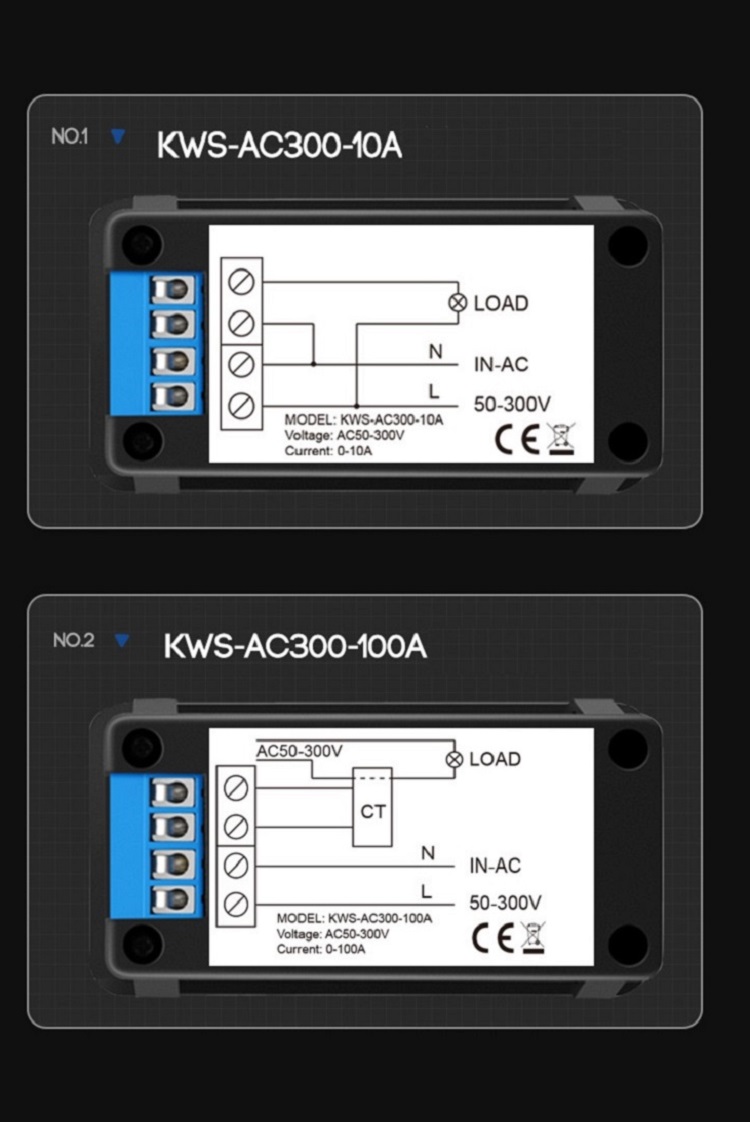 KEWEISI-AC-50300V-10A100A-Digital-Electricity-Meter-Voltmeter-Ammeter-With-CT-Power-Current-Voltage--1722757