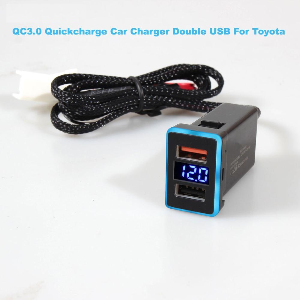 QC30-Quickcharge-Display-Voltage-Ampere-Car-Charger-Double-USB-Phone-DVR-Adapter-Plug-amp-Play-Cable-1708456