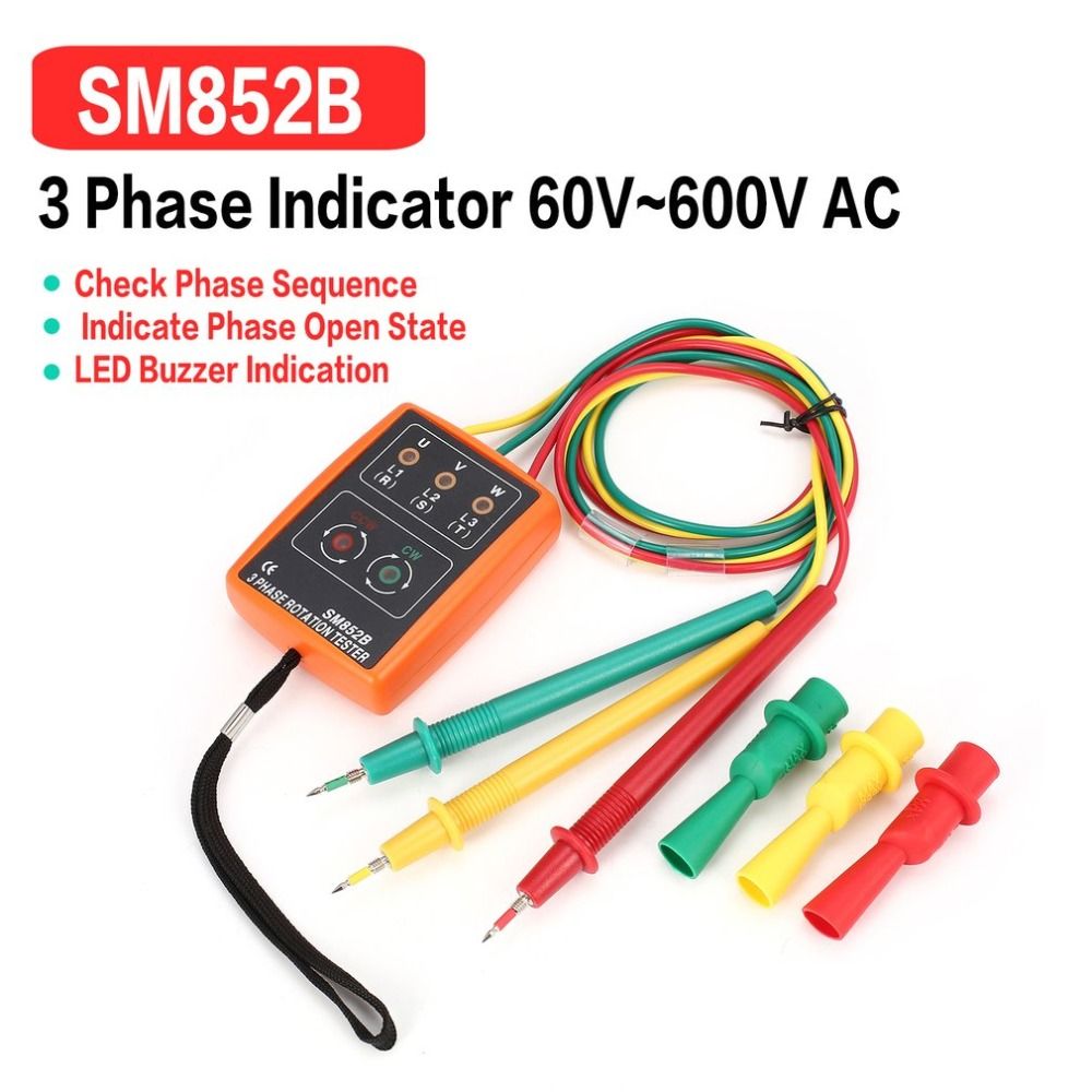SM852B-60V-600V-AC-3-Phase-Rotation-Tester-Indicator-Detector-Meter-Array-Presence-With-LED-Buzzer-998975