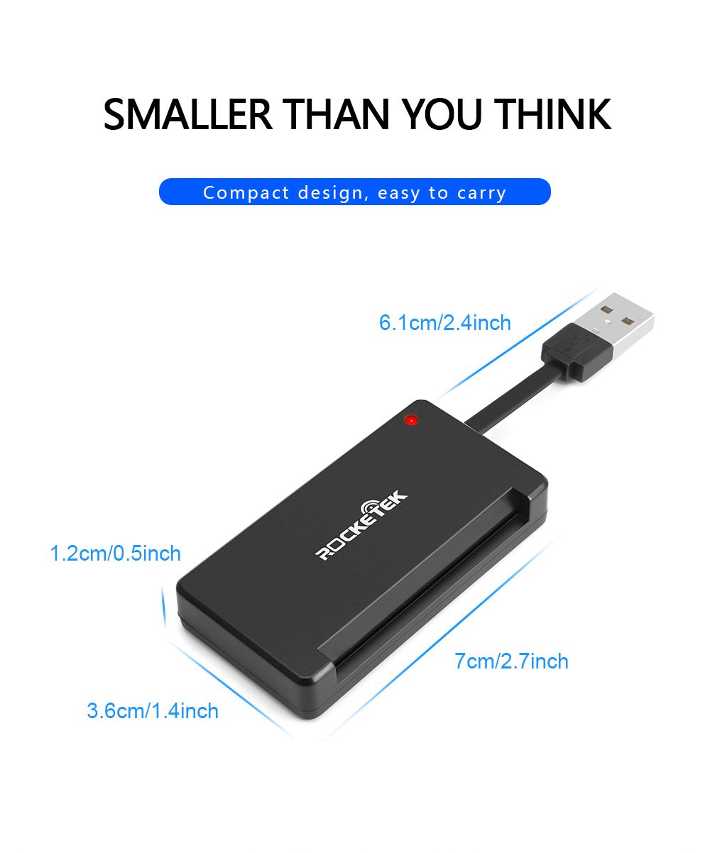 Flat-VersionRocketek-USB-20-Smart-Card-Reader-Memory-for-CAC-ID-Bank-EMV-Electronic-DNIE-Dni-SIM-Clo-1700378