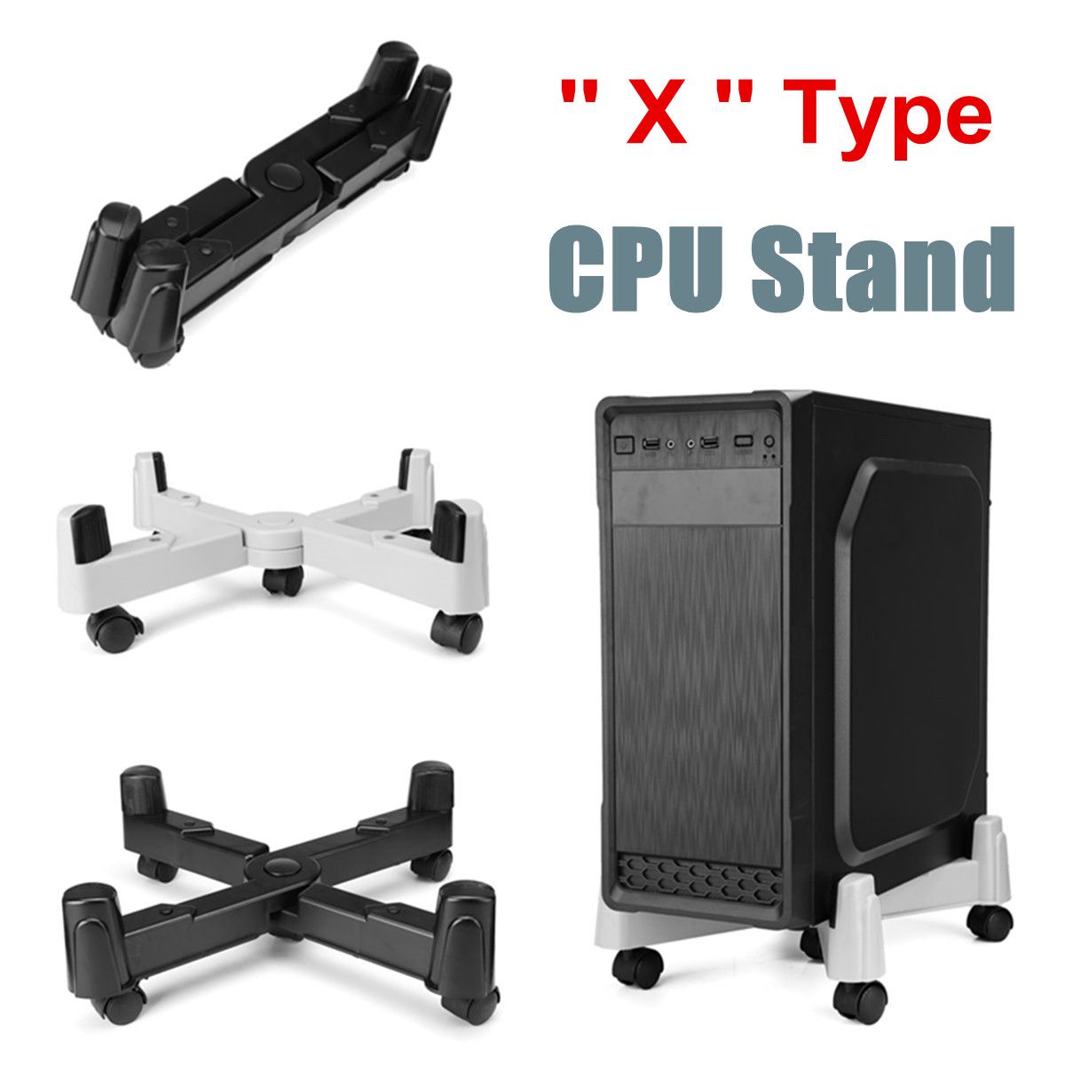 X-shape-PC-Computer-CPU-Stand-Tower-Holder-Computer-Case-Stand-with-Swivel-Mobile-CastorsWheels-Adju-1636460
