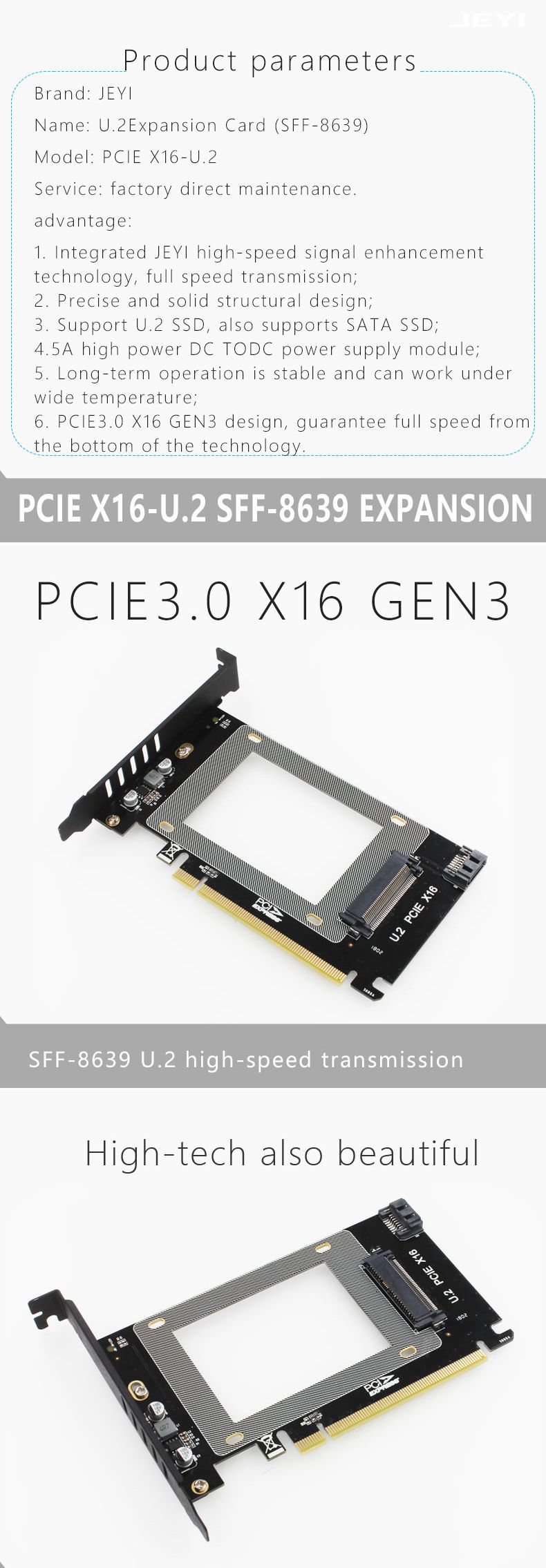 JEYI-U2X16-PCI-Express-30-4X-X16-to-U2-SFF-8639-Adapter-NVMe-PCI-E-SSD-PCI-E-to-U2-Expansion-Card-M2-1650478