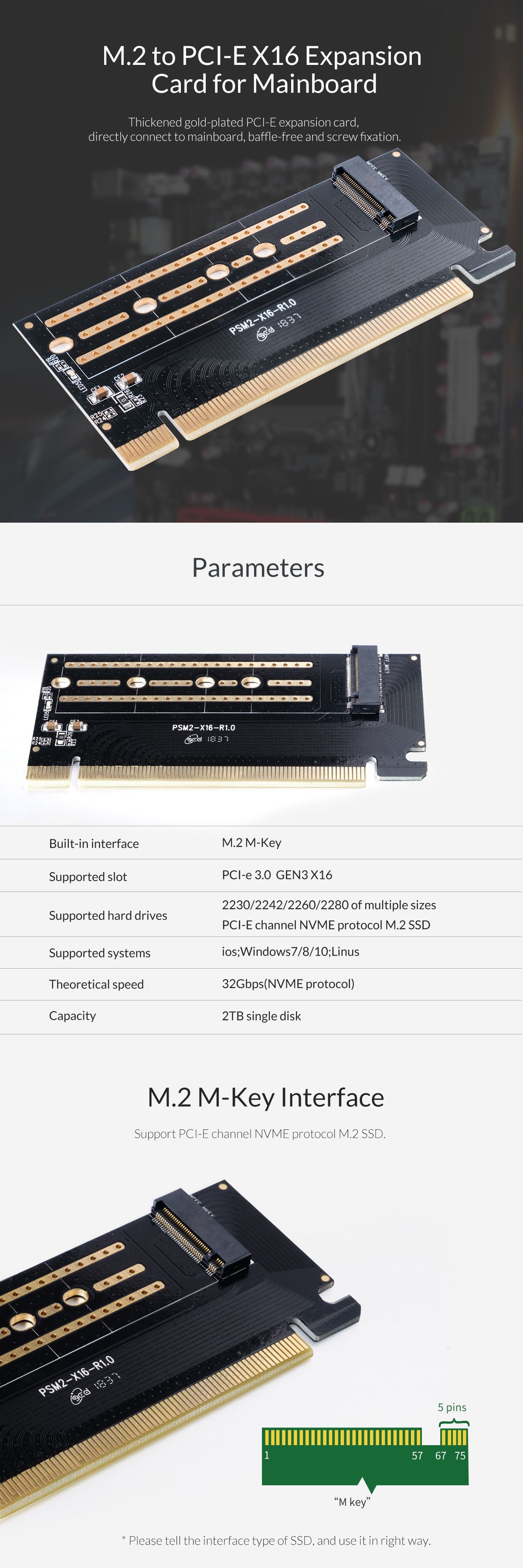 ORICO-PSM2-X16-M2-NVME-to-PCI-E-30-X16-Expansion-Card-High-Speed-32Gbps-Drive-Free-M-key-PCI-Express-1667078