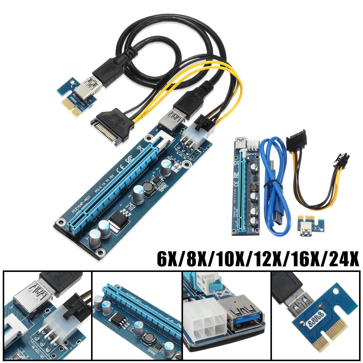 PCI-E-Express-USB30-1x-to16x-Extender-Riser-Card-Adapter-SATA-Power-Cable-1634031