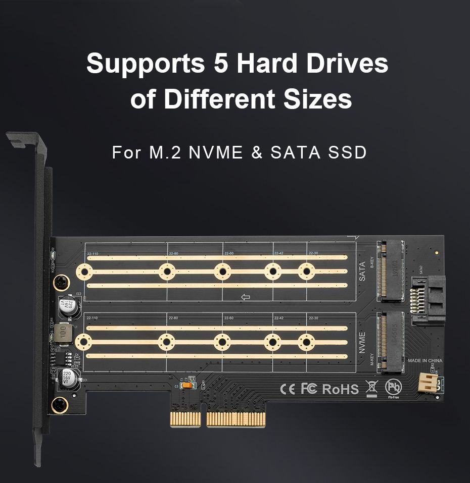 Rocketek-EC03-M2-Hard-Disk-Adapter-Expansion-Card-PCI-E-X4-30-M2-SSD-SATANVME-Protocol-NGFF-M-keyB-k-1650408