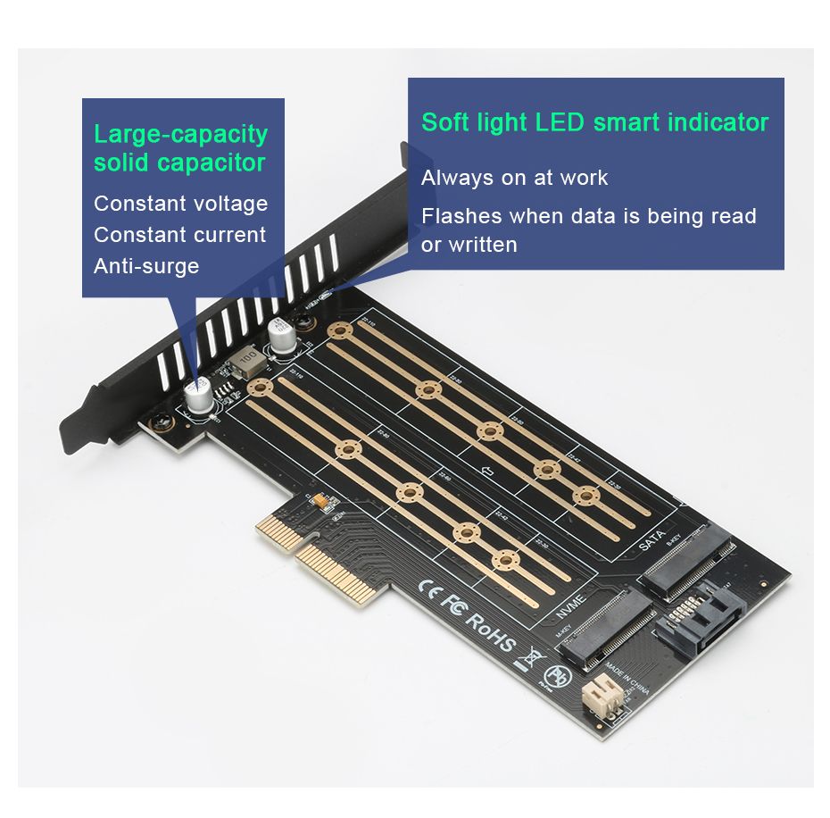 Rocketek-EC03-M2-Hard-Disk-Adapter-Expansion-Card-PCI-E-X4-30-M2-SSD-SATANVME-Protocol-NGFF-M-keyB-k-1650408