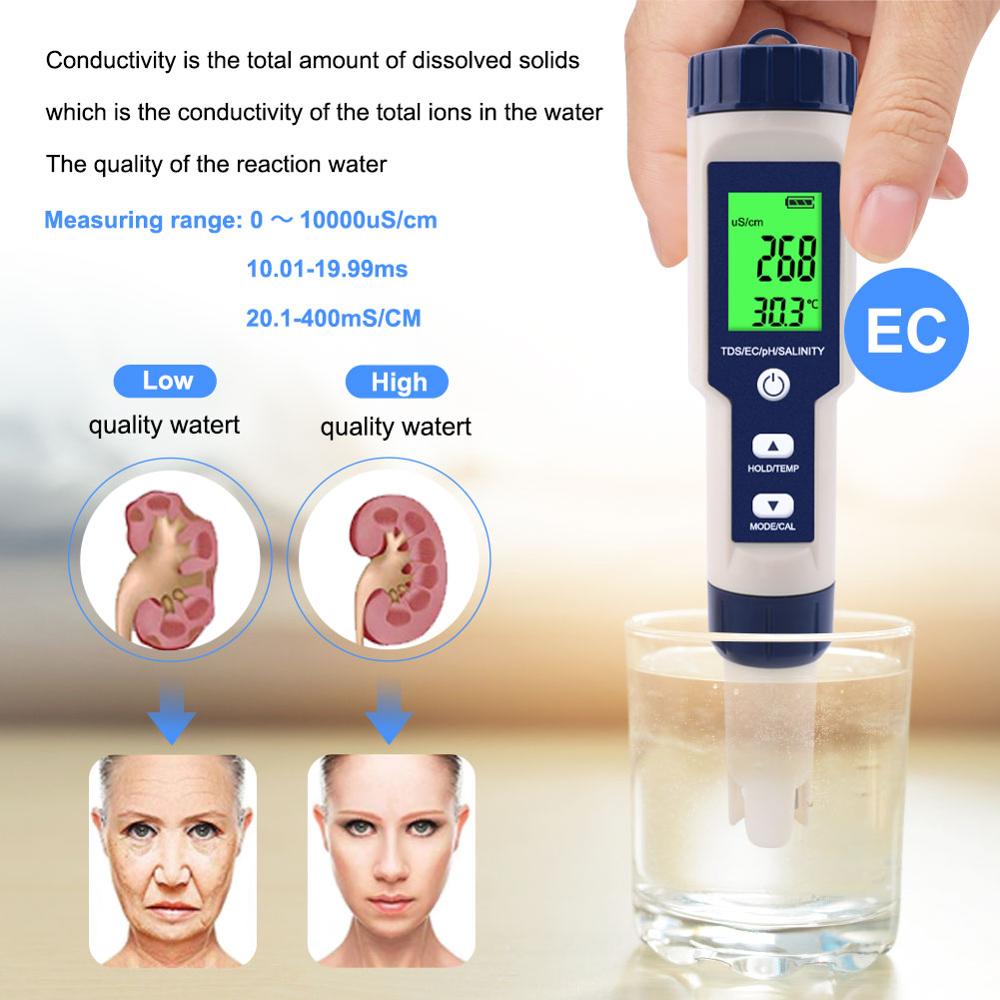 EZ-9909A-5-in-1-TDSECPHSalinityTemperature-Meter-Digital-Water-Quality-Monitor-Tester-for-Pools-Drin-1722754