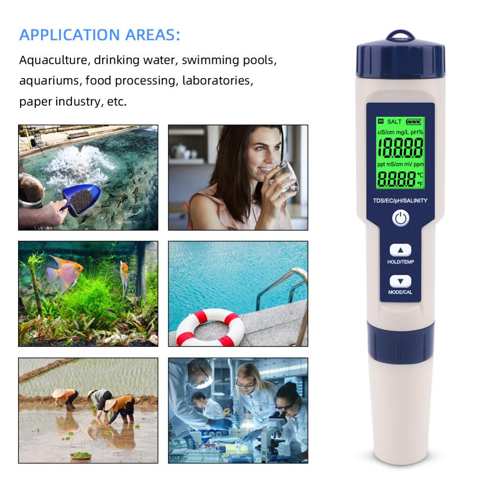 EZ-9909A-5-in-1-TDSECPHSalinityTemperature-Meter-Digital-Water-Quality-Monitor-Tester-for-Pools-Drin-1722754