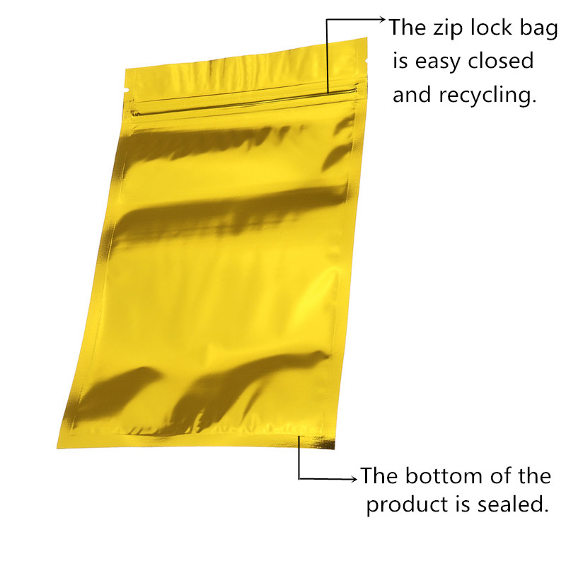 100pcs-Gold-Aluminum-Foil-Stand-Up-Bags-Zip-Lock-Mylar-Pouches-12times20cm-1057218