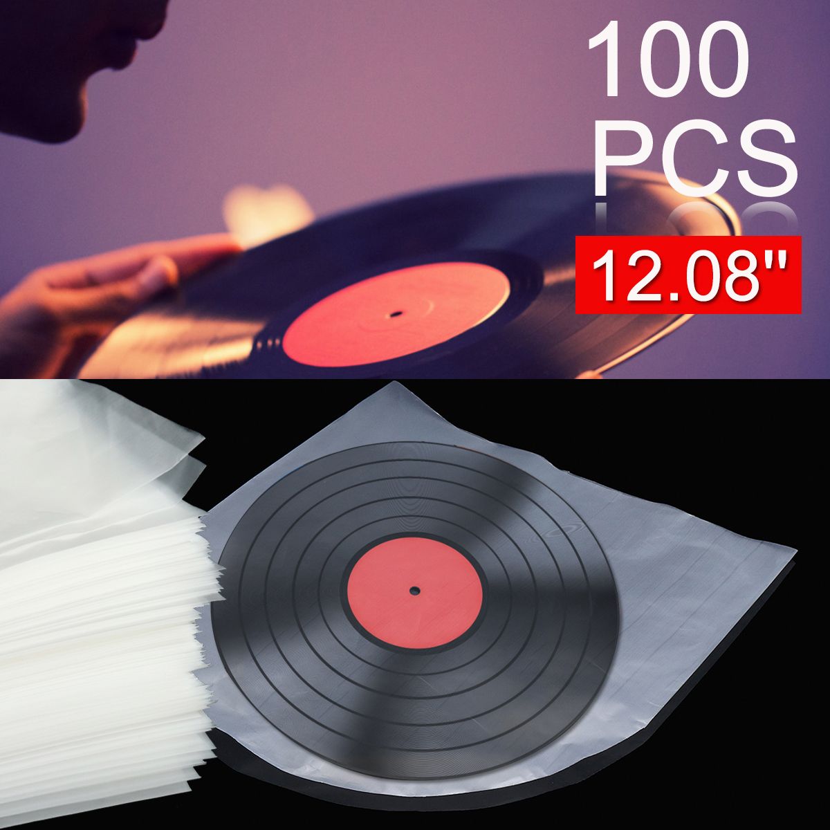 1208quot-100Pcs-LP-Vinyl-Record-Anti-static-Plastic-Cover-Inner-Sleeves-LD-1636507